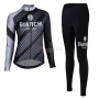 Women Bianchi Milano Catria Cycling Jersey Kit Long Sleeve Black Gray