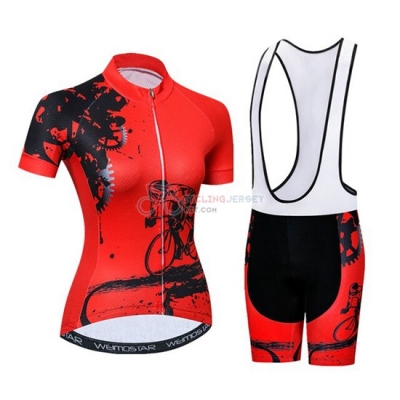 Women Weimostar Cycling Jersey Kit Short Sleeve 2019 Red
