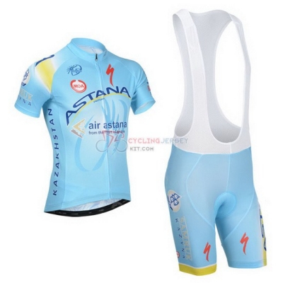 Astana Cycling Jersey Kit Short Sleeve 2014 Light Blue