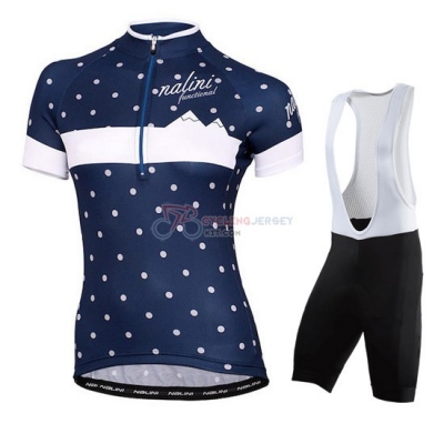 Women Cycling Jersey Kit Nalini Short Sleeve 2015 Blue And White