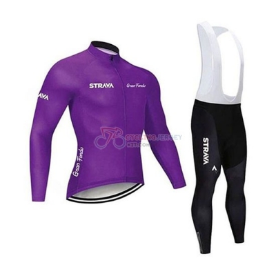 STRAVA Cycling Jersey Kit Long Sleeve 2020 Spento Purple