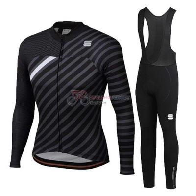 Women Sportful Cycling Jersey Kit Long Sleeve 2020 Black White