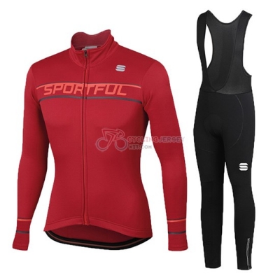 Women Sportful Cycling Jersey Kit Long Sleeve 2020 Red
