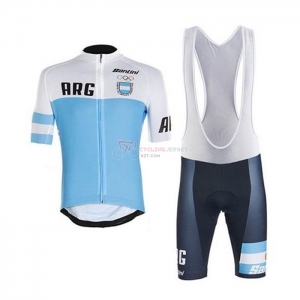Argentina Cycling Jersey Kit Short Sleeve 2020 White Blue