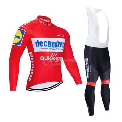 Deceuninck Quick Step Cycling Jersey Kit Long Sleeve 2020 Red White