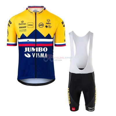 Jumbo Visma Cycling Jersey Kit Short Sleeve 2020 Visma Yellow Blue