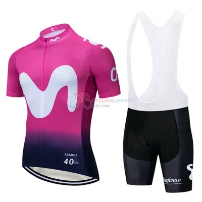 Movistar Cycling Jersey Kit Short Sleeve 2019 Black Pink