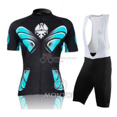 Women Cycling Jersey Kit Bianchi Short Sleeve 2011 Black And Blue