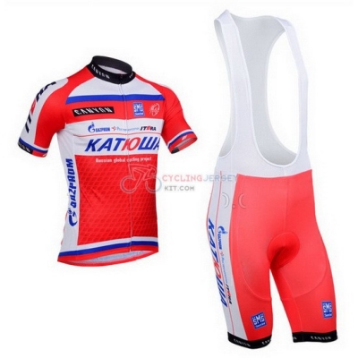 Katusha Cycling Jersey Kit Short Sleeve 2013 White And Red