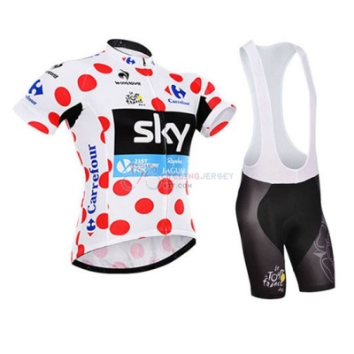Tour De France Sky Cycling Jersey Kit Short Sleeve 2015 White And Red