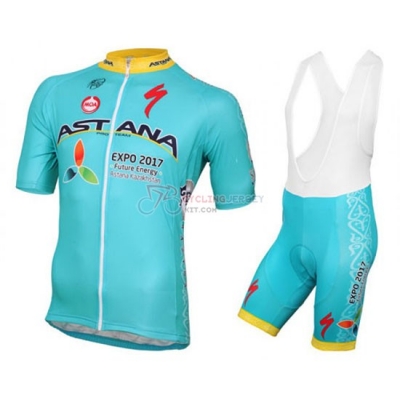 Astana Cycling Jersey Kit Short Sleeve 2016 Sky Blue And Yellow
