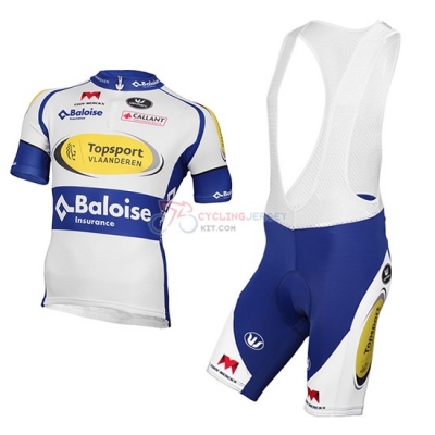 2017 Team Sport Vlaanderen Baloise white yellow Short Sleeve Cycling Jersey And Bib Shorts Kit