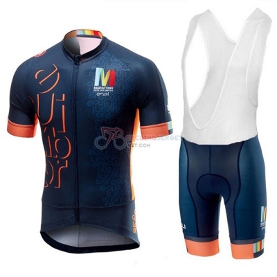 Castelli Maratona Dles Dolomites-Enel Cycling Jersey Kit Short Sleeve 2018 Blue Orange