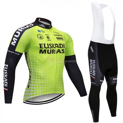 Euskadi Murias Cycling Jersey Kit Long Sleeve 2018 Green and Black