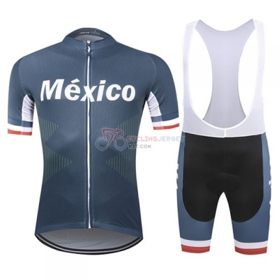 Mexico Cycling Jersey Kit Short Sleeve 2019 Spento Blue