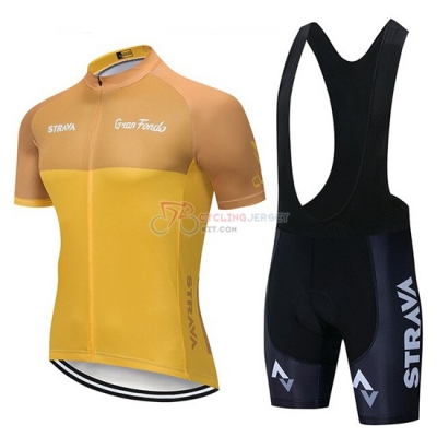 STRAVA Cycling Jersey Kit Short Sleeve 2019 Yellow