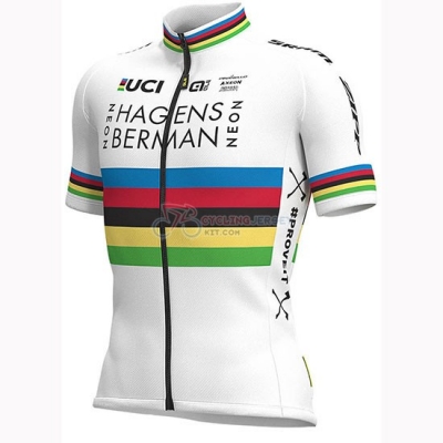 UCI Mondo Campione Androni Giocattoli Cycling Jersey Kit Short Sleeve 2019 White