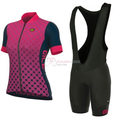 Women ALE Excel Bolas Short Sleeve Cycling Jersey and Bib Shorts Kit 2017 black and pink