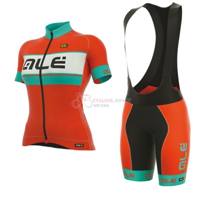 Women ALE Graphics Prr Bermuda Short Sleeve Cycling Jersey and Bib Shorts Kit 2017 light blue and orange
