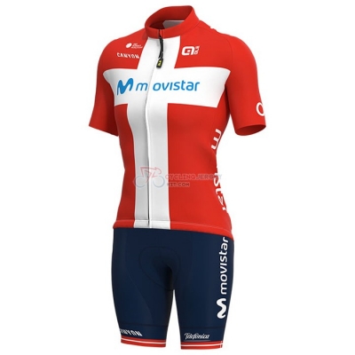 Women Movistar Cycling Jersey Kit Short Sleeve 2021 Campione Denmark