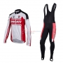 2016 Team Ducati Manica white e red Long Sleeve Cycling Jersey And Bib Pants Kit