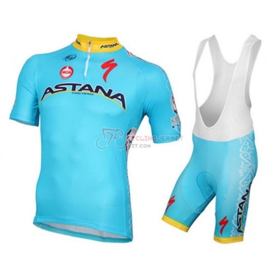 Astana Cycling Jersey Kit Short Sleeve 2016 Yellow And Light Blue