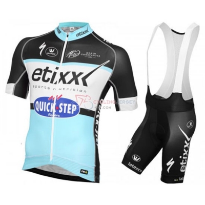 Quick Step Cycling Jersey Kit Short Sleeve 2016 Black And Sky Blue
