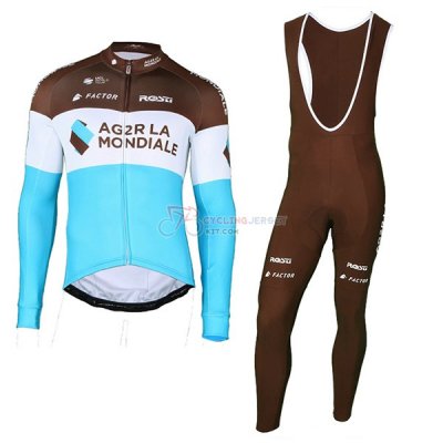 Ag2r La Mondiale Cycling Jersey Kit Long Sleeve 2018 Brown Bluee