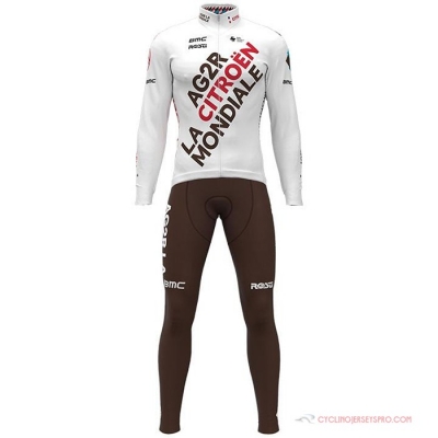 Ag2r La Mondiale Cycling Jersey Kit Long Sleeve 2021 White