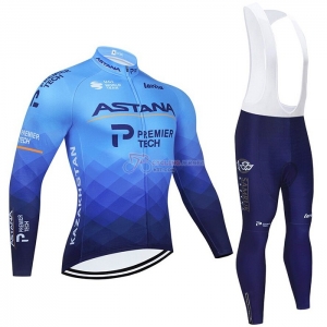 Astana Cycling Jersey Kit Long Sleeve 2021 Blue