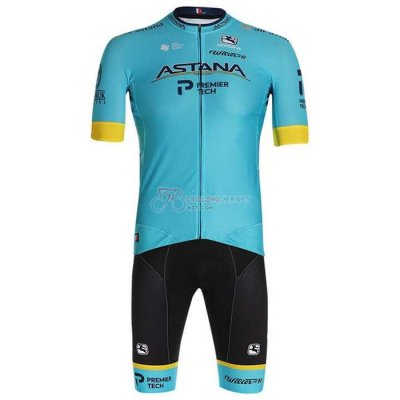 Astana Cycling Jersey Kit Short Sleeve 2020 Yellow Blue