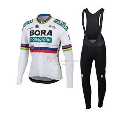 UCI Mondo Campione Bora Cycling Jersey Kit Long Sleeve 2020 White