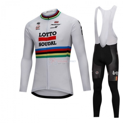 Uci Mondo Campione Lotto Soudal Cycling Jersey Kit Long Sleeve White