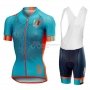 Women Castelli Maratona Dles Dolomites-Enel Cycling Jersey Kit Short Sleeve 2018 Blue Orange