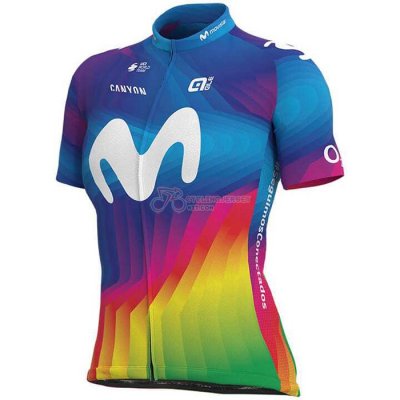 Women Movistar Cycling Jersey Kit Short Sleeve 2020 Multicoloured