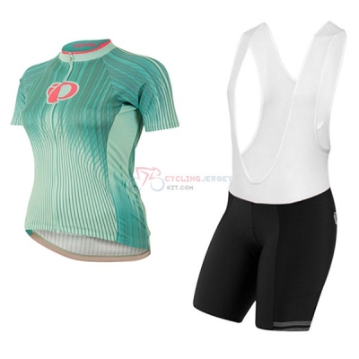 Women Pearl Izumi Short Sleeve Cycling Jersey and Bib Shorts Kit 2017 green and white