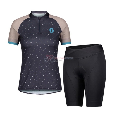 Women Scott Cycling Jersey Kit Short Sleeve 2021 Gray Brown