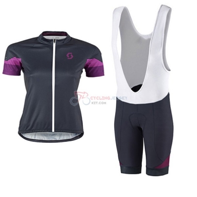 Women Scott Short Sleeve Cycling Jersey and Bib Shorts Kit 2017 black