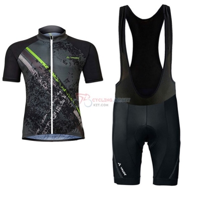 Women Vaude Short Sleeve Cycling Jersey and Bib Shorts Kit 2017 gray and black
