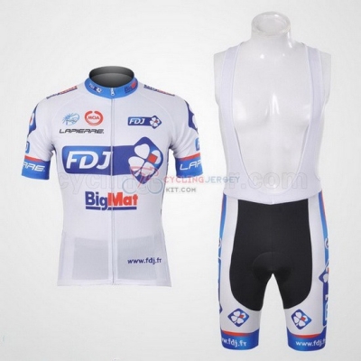 FDJ Cycling Jersey Kit Short Sleeve 2012 White And Sky Blue