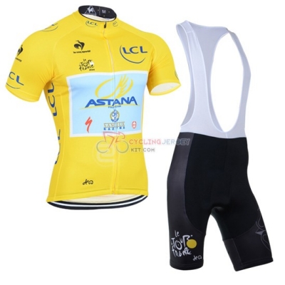 Tour De France Lider Astana Cycling Jersey Kit Short Sleeve 2014