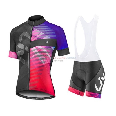 Women Liv Cycling Jersey Kit Short Sleeve 2019 Purple Red Black