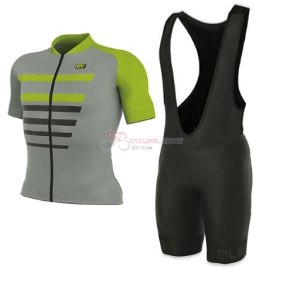 ALE Prr 2.0 Piuma Short Sleeve Cycling Jersey and Bib Shorts Kit 2017 green and gray