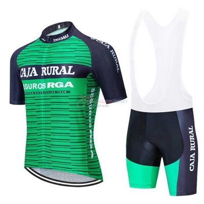 Caja Rural Cycling Jersey Kit Short Sleeve 2020 Green Black