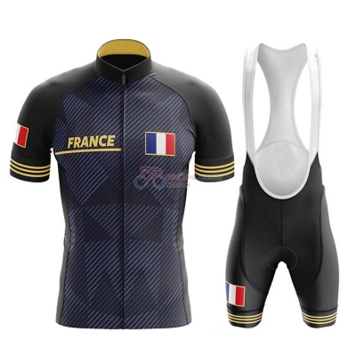 Campione France Cycling Jersey Kit Short Sleeve 2020 Deep Blue Yellow
