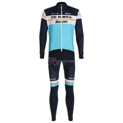 De Pink Cycling Jersey Kit Long Sleeve 2020 Sky Blue