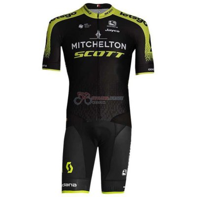 Mitchelton-scott Cycling Jersey Kit Short Sleeve 2020 Black Yellow
