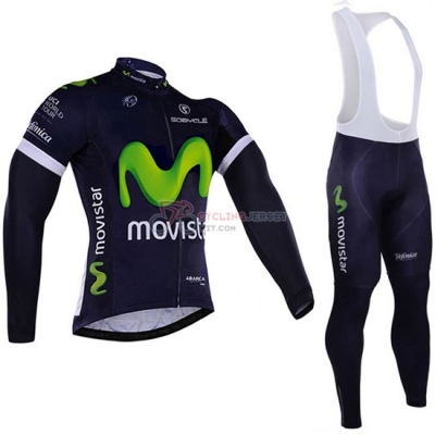 Movistar Cycling Jersey Kit Long Sleeve 2016 White And Blue
