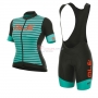 Women ALE R-EV1 Marina Short Sleeve Cycling Jersey and Bib Shorts Kit 2017 light blue and black