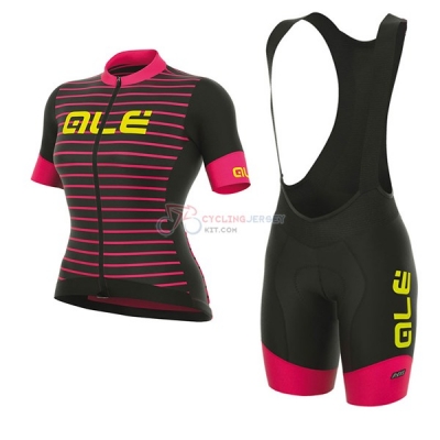 Women ALE R-EV1 Marina Short Sleeve Cycling Jersey and Bib Shorts Kit 2017 red and black